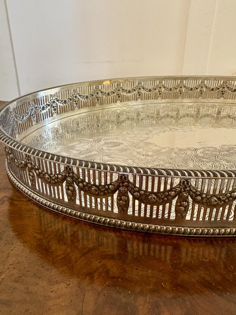 Outstanding Quality Small Antique Edwardian Silver Plated Tea Tray - Image 9
